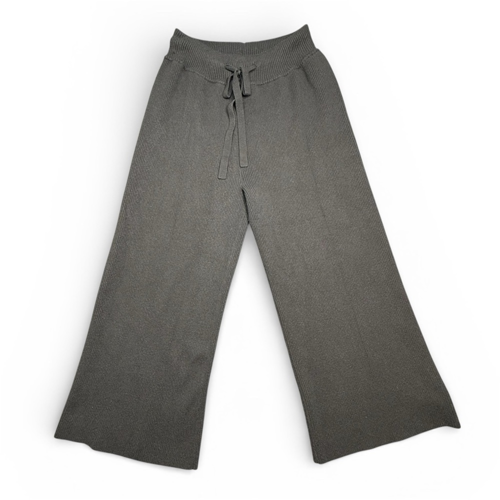 Abercrombie & Fitch Women's Gray Ribbed Knit Wide Leg Pants XL